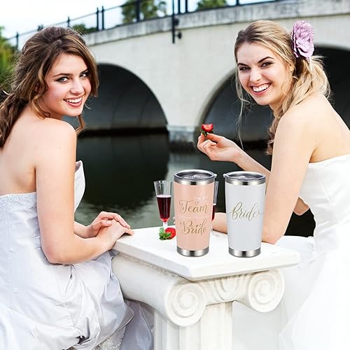 Miniatura 6 de 8 vasos de novia de 20 onzas, decoración de despedida de soltera, taza de acero inoxidable con tapa y pajita, vaso de vino champán para regalo de