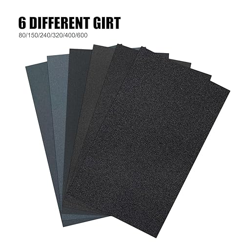 Miniatura 7 de 30 hojas de papel de lija, papel de lija de 12 hoja de 5.5 x 9 pulgadas para lijado húmedo y seco, hojas de lijado fáciles de cortar para lijadora
