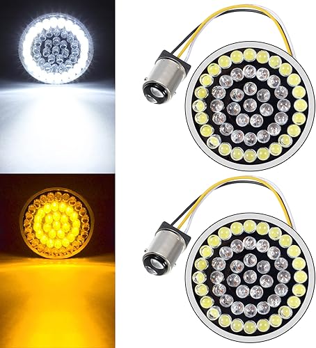 Benlari Luces LED direccionales delanteras 1157, bombillas intermitentes compatibles con Harley Davidson Dyna Softail Sportster Touring Street Glide