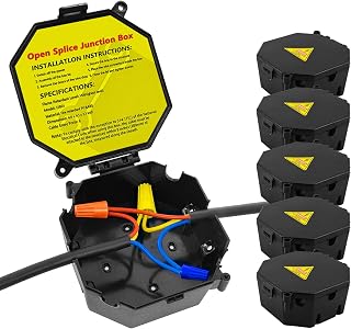 Black Open Splice Junction Box (5 Pack),Electrical Splice Box Wire Junction Box with Cover V0 Flame Retardant Rating(Highest Level)