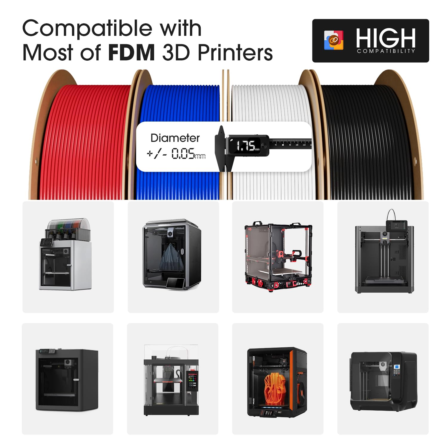 eSUN PLA Lite Filamento 1,75mm,filamento modificato4kg Rosso BluBianco Nero | Precisione dimensionale +/- 0,03 mm. Stampa fluida e veloce senza intasamenti. Materiale premium per stampanti 3D FDM.