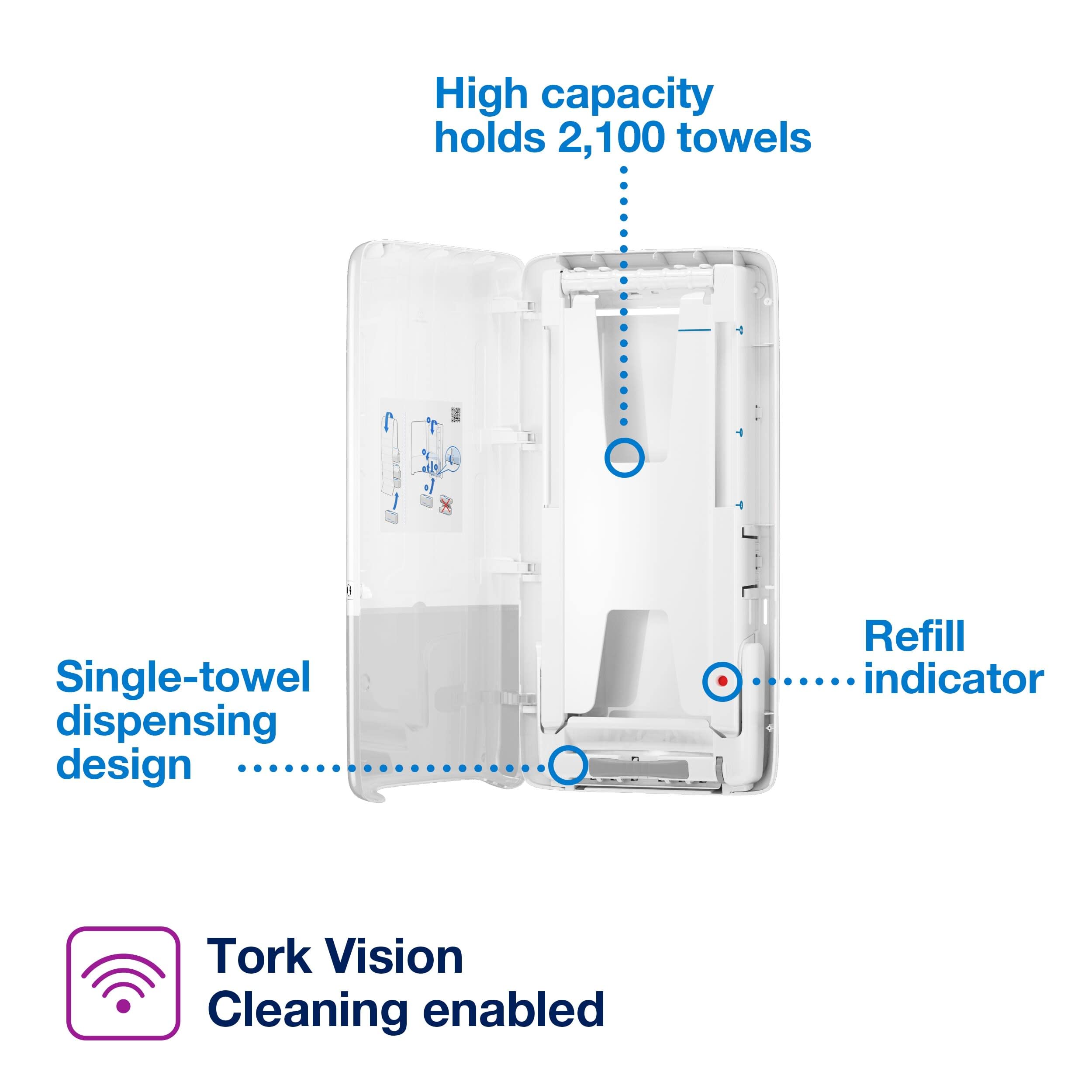 Tork PeakServe 552520 - Dispenser per asciugamani di carta continua, H5, ad alta capacità, colore: Bianco