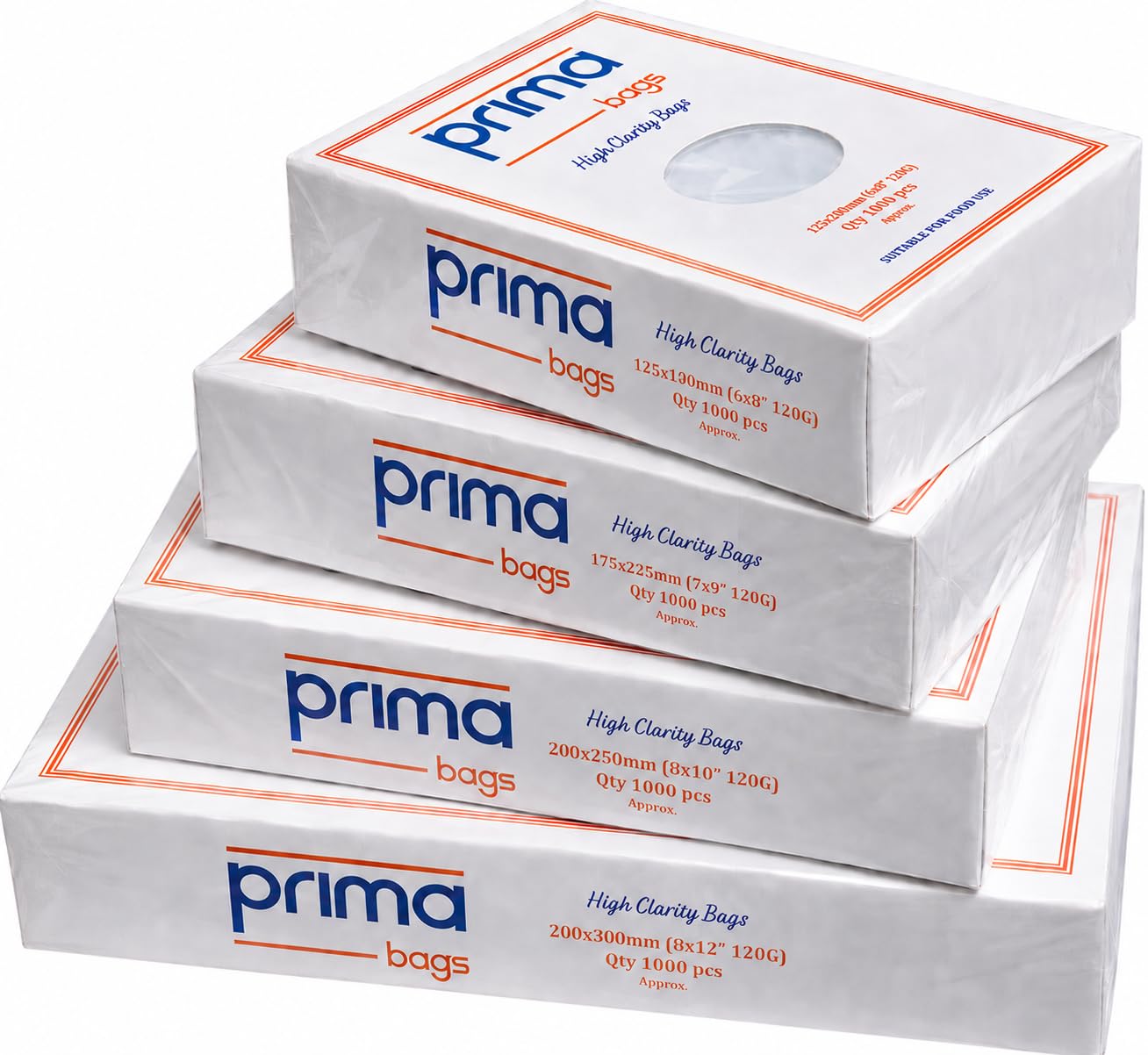 Bag Market | 12" x 18" Clear Polythene Food Grade Storage Bags x 1000 Bags | 120 Gauge (30mu) | Clear Plastic Polythene Bags Suitable for Sandwiches, Freezers, Fruit and Food Storage - PRIMA