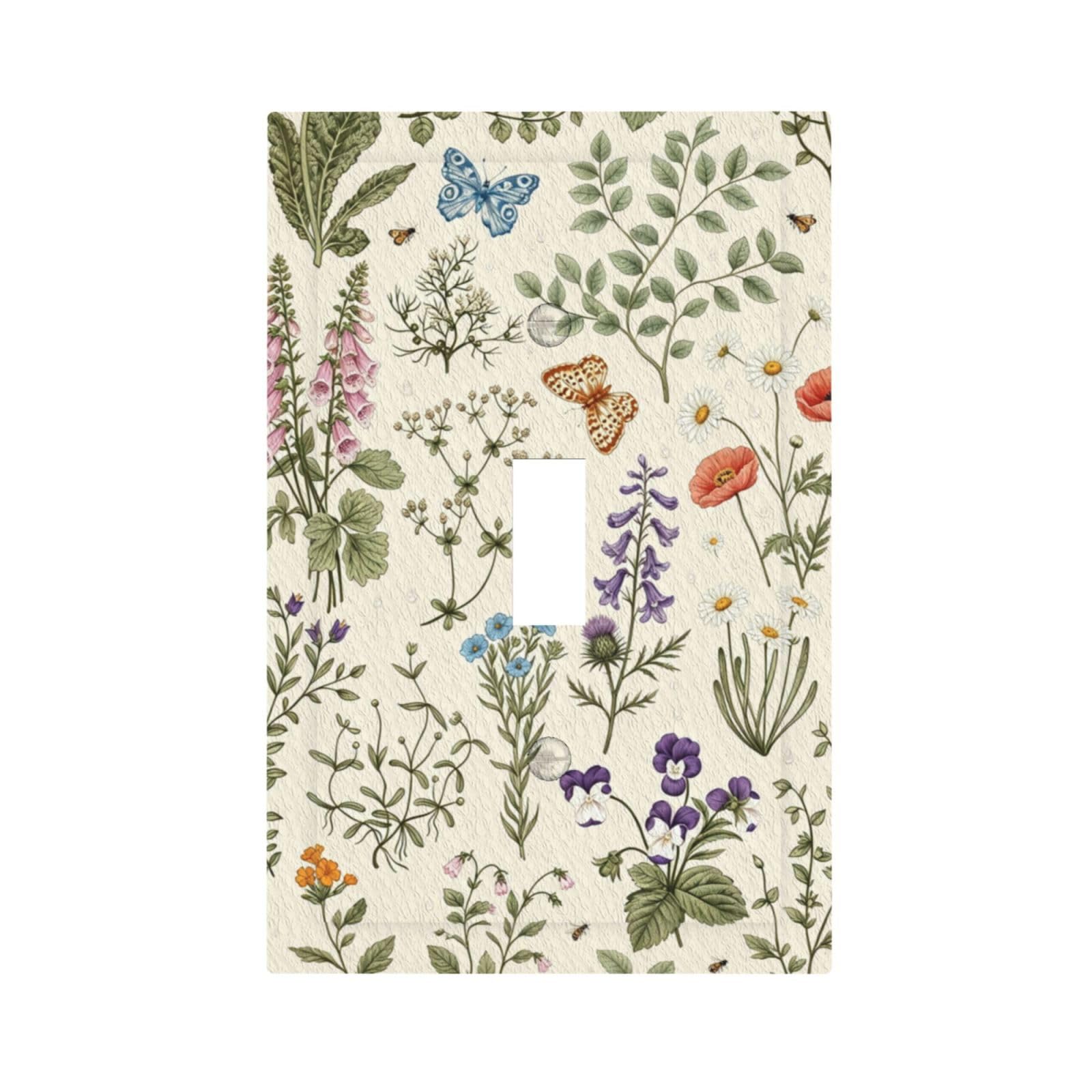 Dwbguo Cottagecore Floral Decorative Light Switch Plate Covers Vintage Botanical Wildflower 1 Gang Wall Plate Unique Single Toggle Cottagecore Vintage Floral Light Switch Covers Artistic Faceplate Home Decor