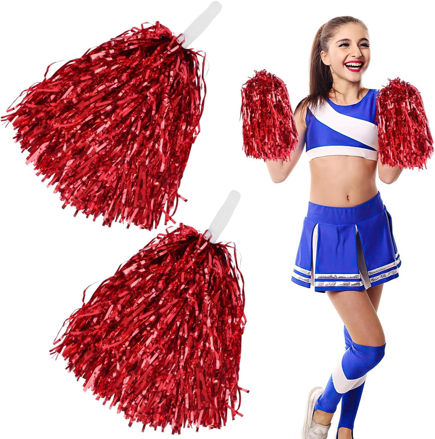 MOREL RED,GREEN,PINK,GOLDEN (4PCS EACH) COLOR CHEERLEADING SQUAD SPIRITED FUN POMPOMS CHEER COSTUME ACCESSORY FOR SPORTS DAY, ANNUAL DANCE FUNCTION, BIRTHDAY EVENT PARTY. (RED-4-GREEN-4-PINK-4-GOLDEN-4) 4