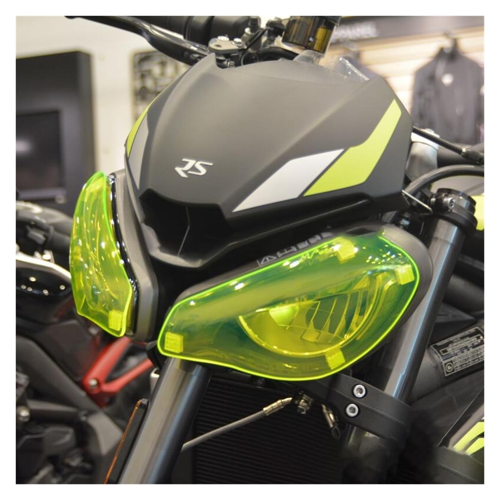 osłona reflektora motocykl Dla Triumph 765R 765RS Potrójna Osłona Reflektora Motocykla, Folia Ochronna Zmieniająca Kolor, Soczewka Reflektora metalowy retro grill(Yellow)