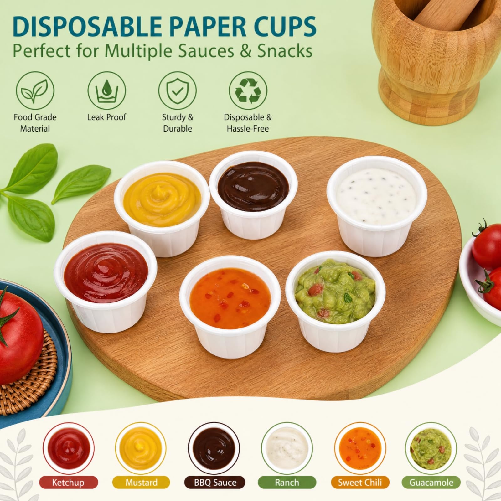 Dicunoy 1000 tazas de papel de 0.5 onzas, desechables, tratadas en blanco, para medir, medicamentos, muestras, chupitos de gelatina, degustaciones, postres