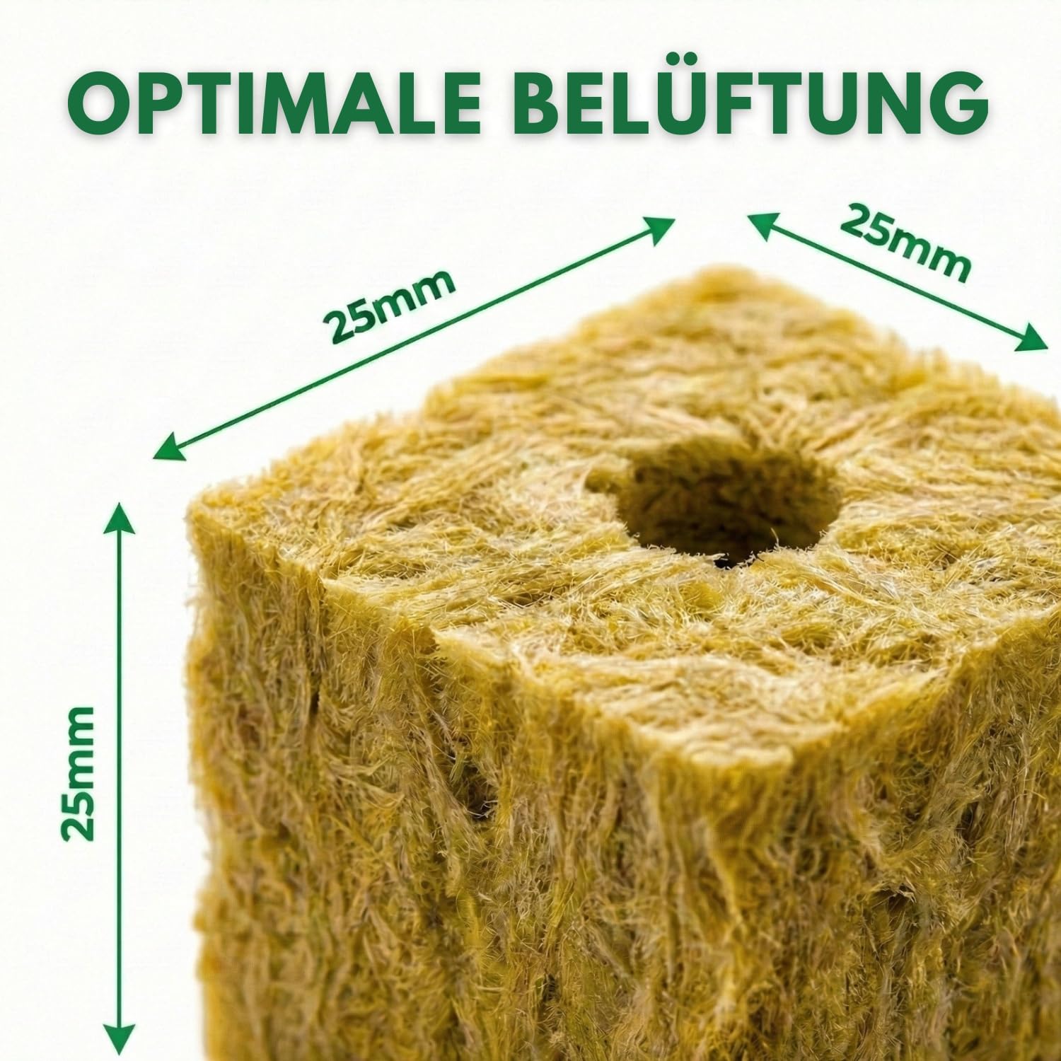 500er-Pack Hydroponik-Steinwollwürfel (2,5 cm) für Keimung und Stecklinge, Belüftetes Substrat für Schnelles Wachstum, Ideal für Aussaat, Innen- und Außenbereiche