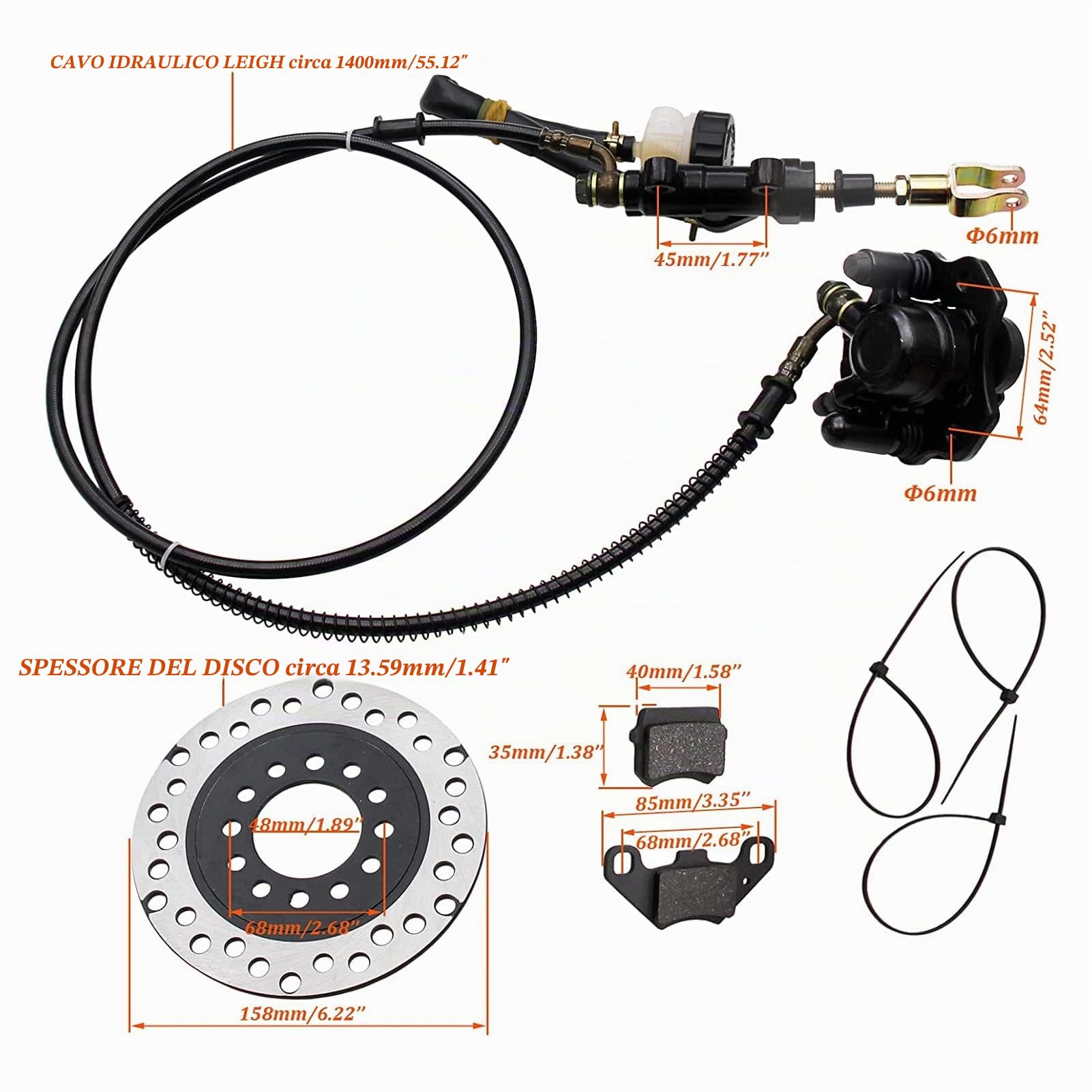 Kit Freno a Disco, Pinza Freno Rotore Disco Pastiglie Freno Rotore Disco per Dirt Bike Quad ATV Go Kart