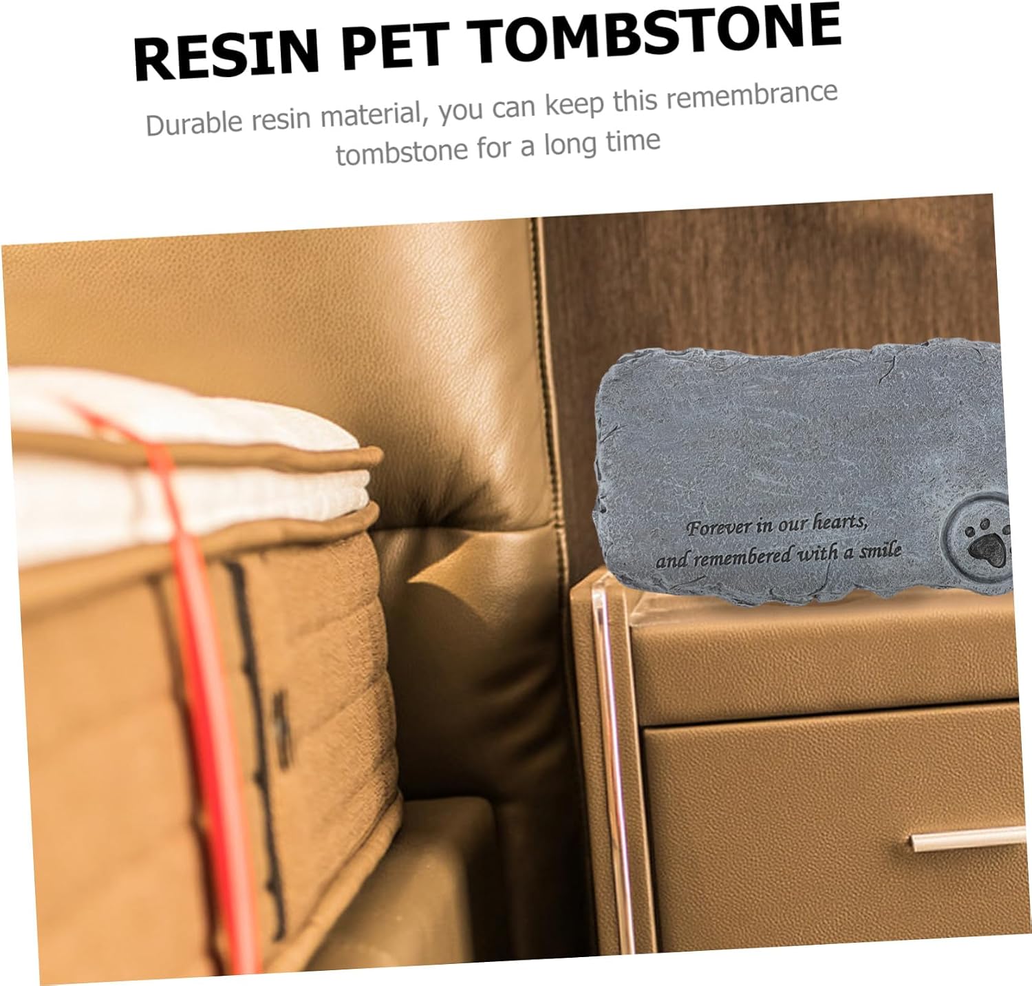 Outdoor Resin Pet Tombstone with Candlestick Memorial Stone for Dog Cat Garden Lawn Unique Pattern Pet Headstone for Backyard Remembrance and Comfort