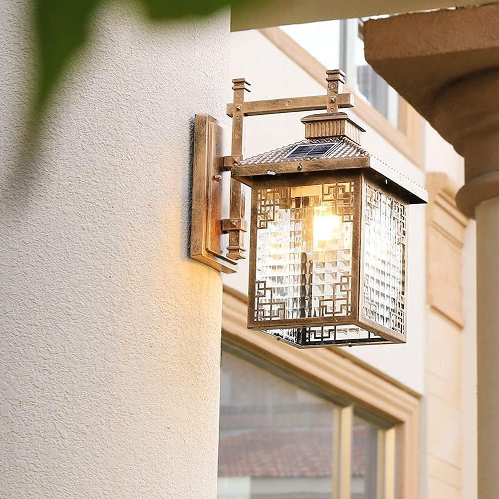 Europejska lampa ścienna ekstrawagancja, kinkiet lampa zewnętrzna solarne wodoodporne światła, retro
