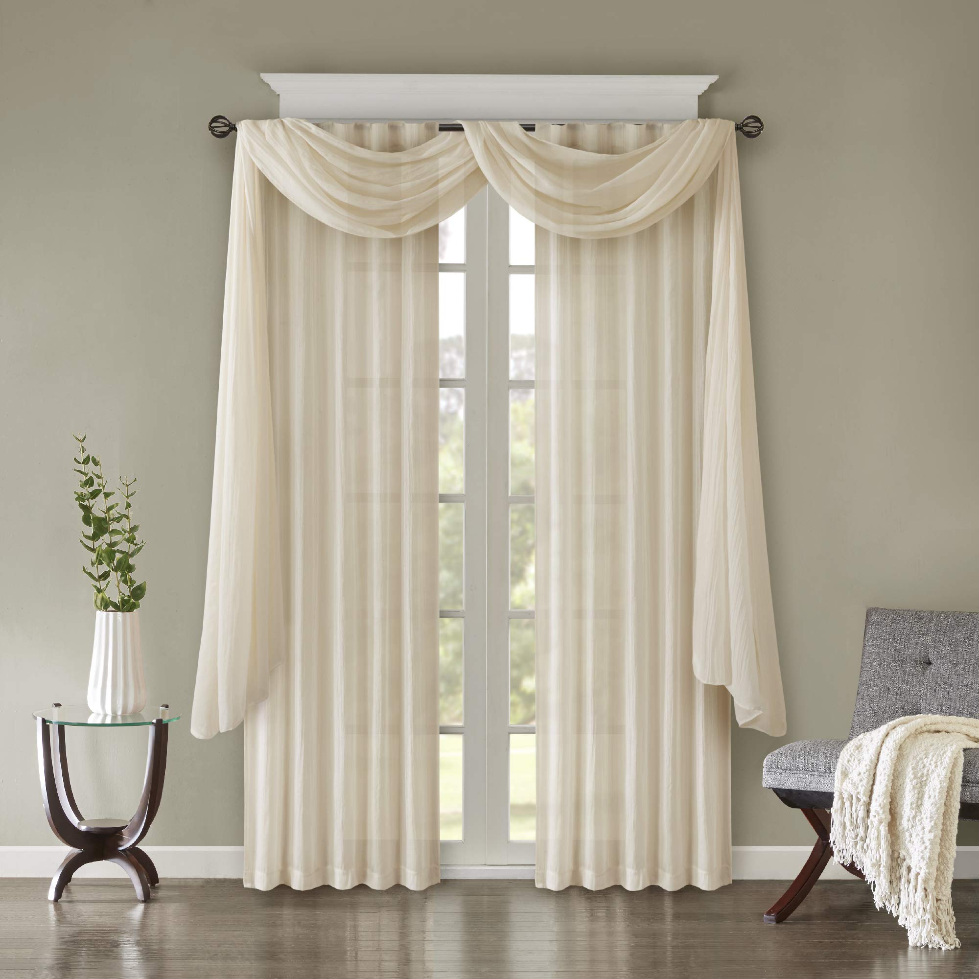 Madison Park Harper Paire de Panneaux de fenêtre écrasés Solides Crème 106,7 x 213,4 cm