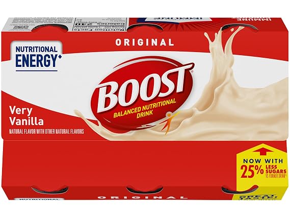 Boost Original Balanced Nutritional Drink, Nutritional Shake, Meal Replacement Drink, Protein Drink, Ready to Drink Nutrition Shake, Very Vanilla, 8 Fluid Ounce (Pack of 8)