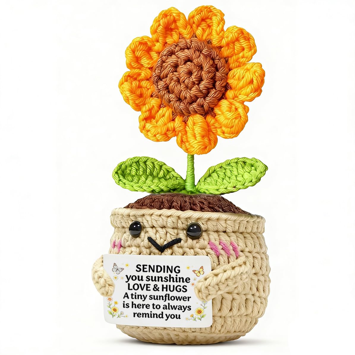 TTOVEN Handmade Positive Crochet Sunflower Get Well Soon Gifts for Women Men Sympathy Gifts for Women Men Grief Gift for Loss of Loved One