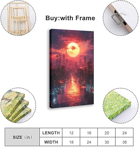 Miniatura 2 de Vaporwave Cityscape Wall Art  Retro Futuristic Synthwave Poster for Gaming Room Decor Poster Canvas Artwork Prints Rustic Farmhouse Decorations for