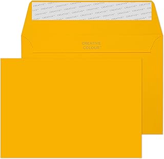 Design Range Vibrant 104 - Sobre C6 con solapa autoadhesiva (120 g/m², 500 unidades), color amarillo