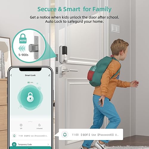 Miniatura 7 de SMONET Cerraduras inteligentes de huellas dactilares para puerta delantera con juego de manija, entrada sin llave, cerrojo de teclado digital