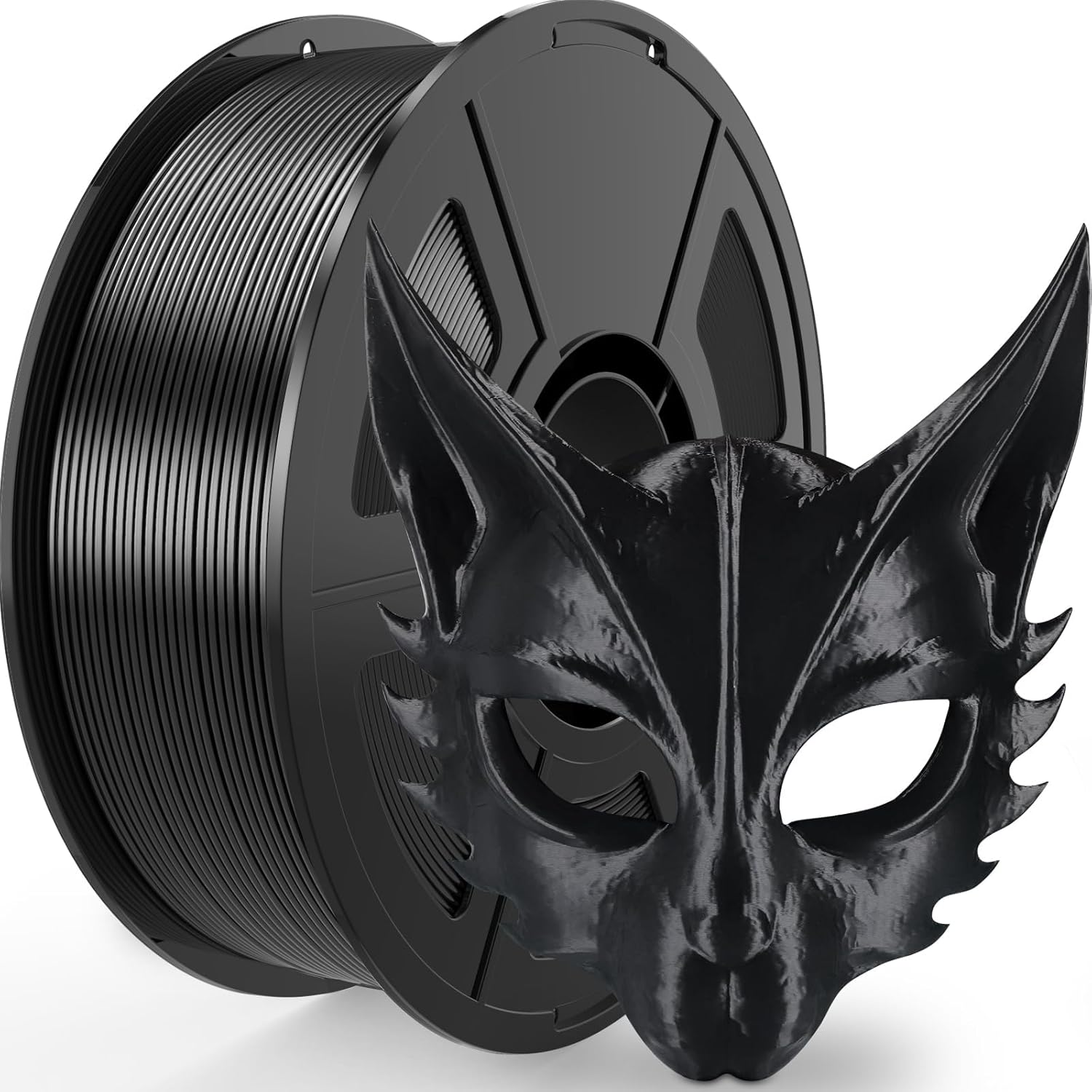 Silk Black PLA Filament 1.75mm 1KG/2.2LBS, High Speed Shiny 3D Printer Filament PLA, Low Warp & Clog-Free, Dimensional Accuracy +/- 0.03mm Fits for FDM 3D Printers