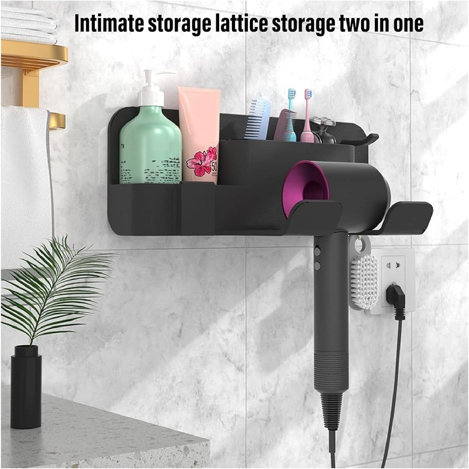 Soporte De Pared para Secador De Pelo, De Silicona, Organizador Universal para Maquillaje, Dormitorios Y Baños., Grey