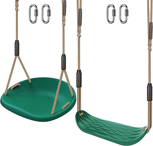 SELEWARE Paquete de 2 asientos de columpio de plástico resistente con cuerda ajustable y conexión rápida, accesorios de repuesto para niños y