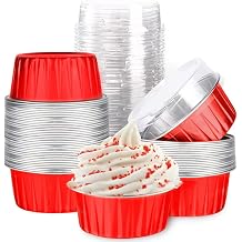 Mini Aluminum Foil Cupcake Baking Cups with Lids 40pcs, 5oz Round Cupcake Foil Liners Tart Pie Tin Pan Holder - Disposable Mini Cake Containers Flan Molds for Pudding, Souffle, Party, Wedding