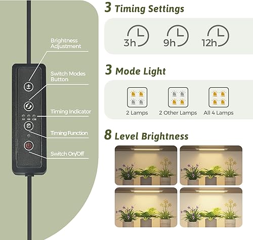 Miniatura 4 de Bamworld Soporte para plantas con luces de crecimiento, estante grande para plantas colgantes de interior, 17 niveles, estante grande para plantas