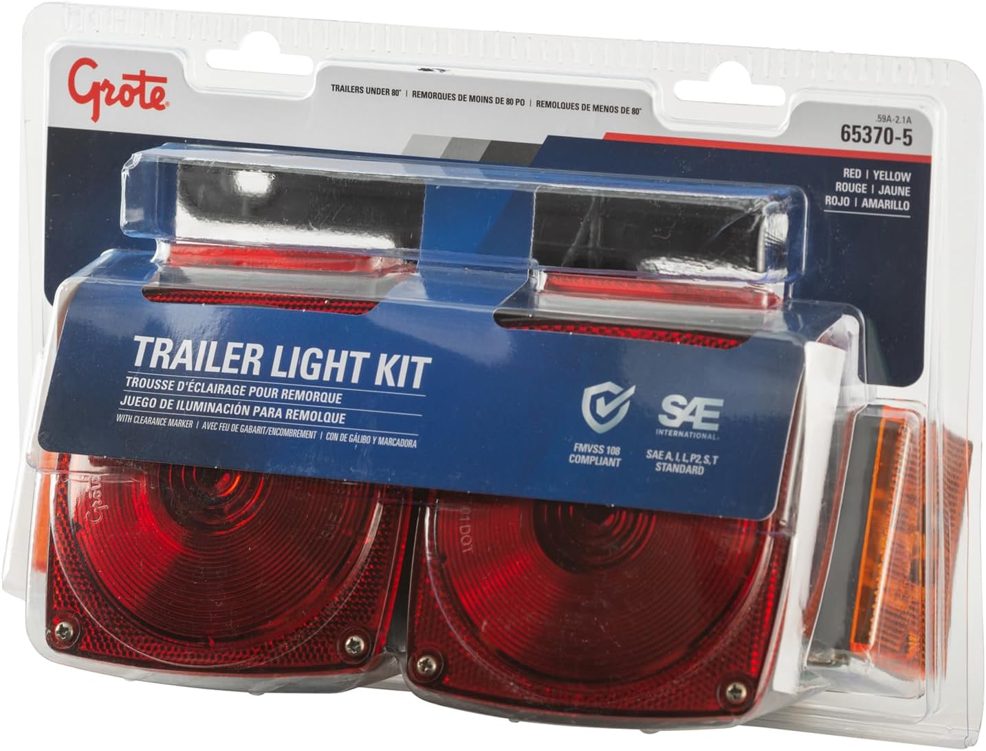 Grote 65330-5 Submersible LED Trailer Lighting Kit - Popular Square Design with Clearance Marker (Retail Package)