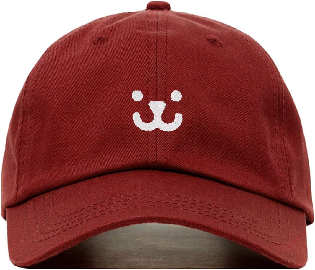 Kawaii Dog Face Baseball Hat, Embroidered Dad Cap, Unstructured Soft Cotton, Adjustable Strap Back (Multiple Colors)