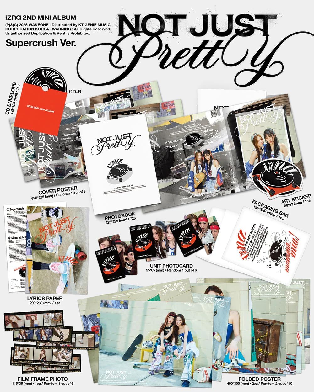 izna Not Just Pretty 2nd Mini Album [Posterbook A Ver.] CD + Photobook + Unit Photocard + Frame Photo (Mamma Mia)