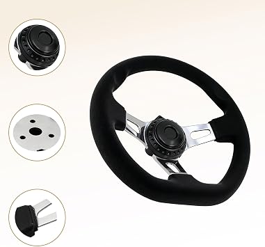 Off-Road Kart Steering Wheel 270mm 10.5inch 3 Spokes Vehicle PU Foam Interior Steering Wheel For Go Kart Black