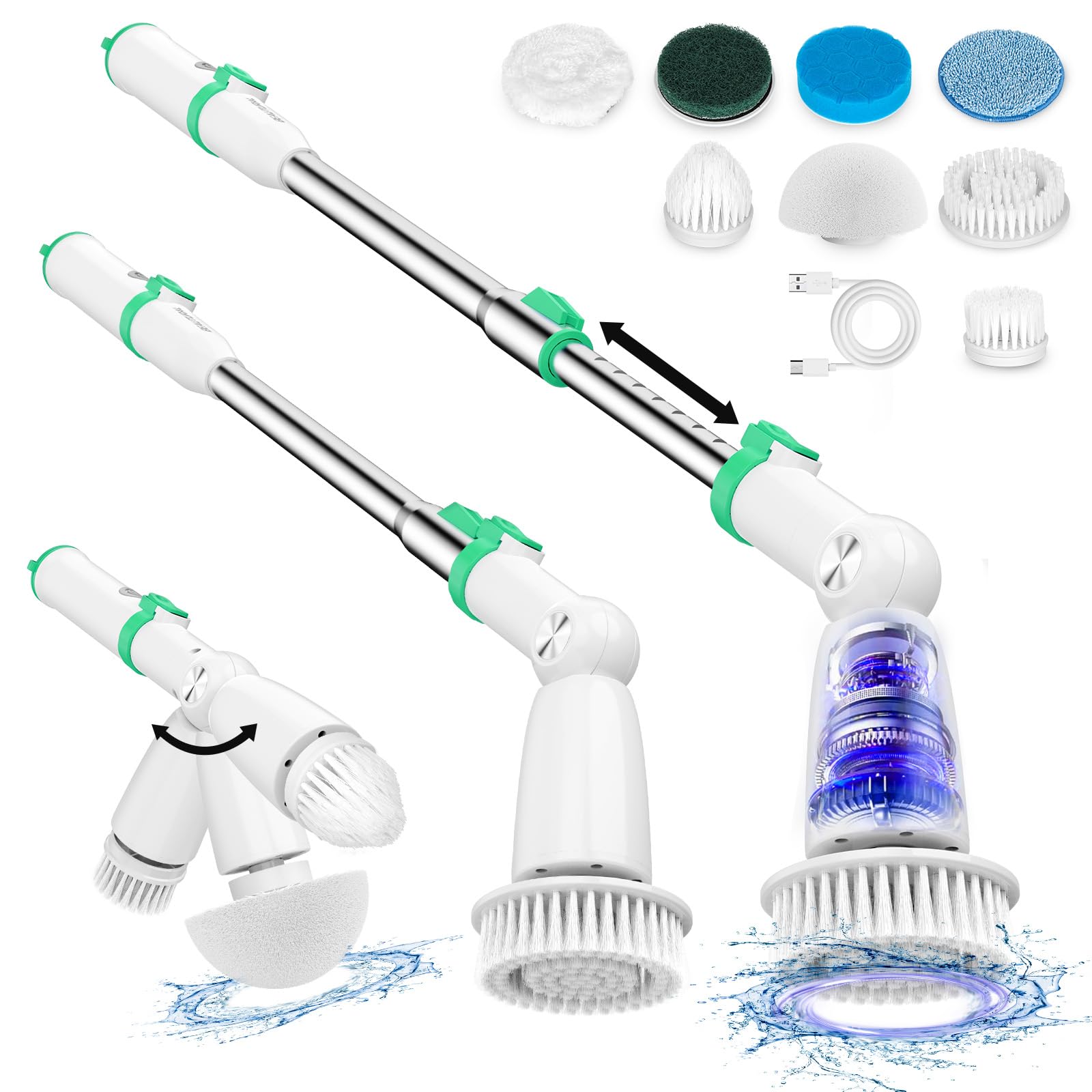 BEAUTURAL Cordless Electric Spin Scrubber, Green