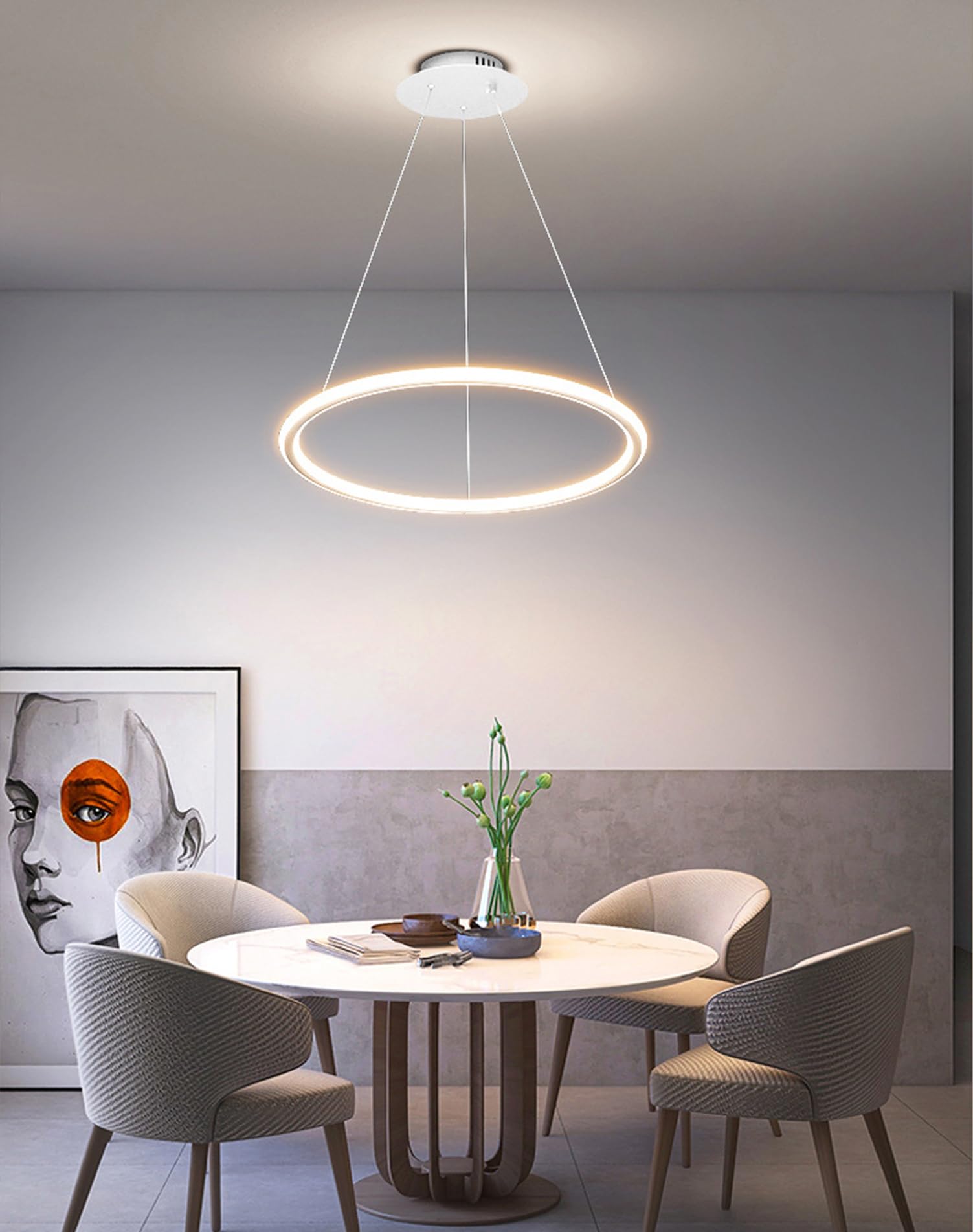 Lustre LED moderne Ø60cm pour illuminer vos dîners en salle à manger chic