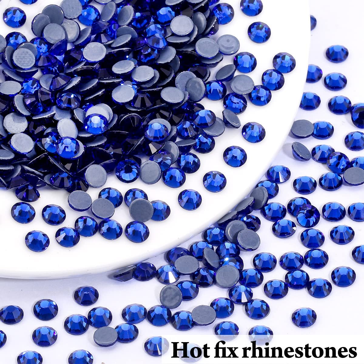 576 Hotfix Rhinestones, Flatback Glass Round Crystals Gems for Crafts Clothes Shoes Bag DIY Decoration,Sapphire,SS30,6.2MM-6.4MM - Image 2
