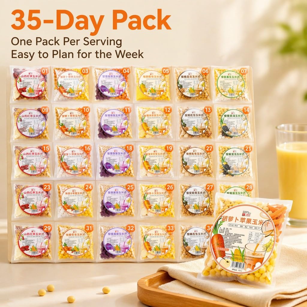 Paquete De Jugo Maíz Fresco 7 Sabores, 80 G X 35 Bolsas, Kit For Licuadora Y Máquina For Hacer Leche Soja, Mezcla Fácil Gachas For El Desayuno, Sin Remojo, Suministro Familiar