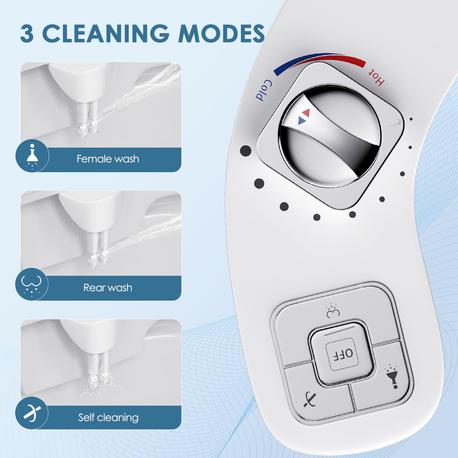 Bidet Portátil para WC No Eléctrico Doble Boquilla Retráctil Presión de Agua Ajustable
