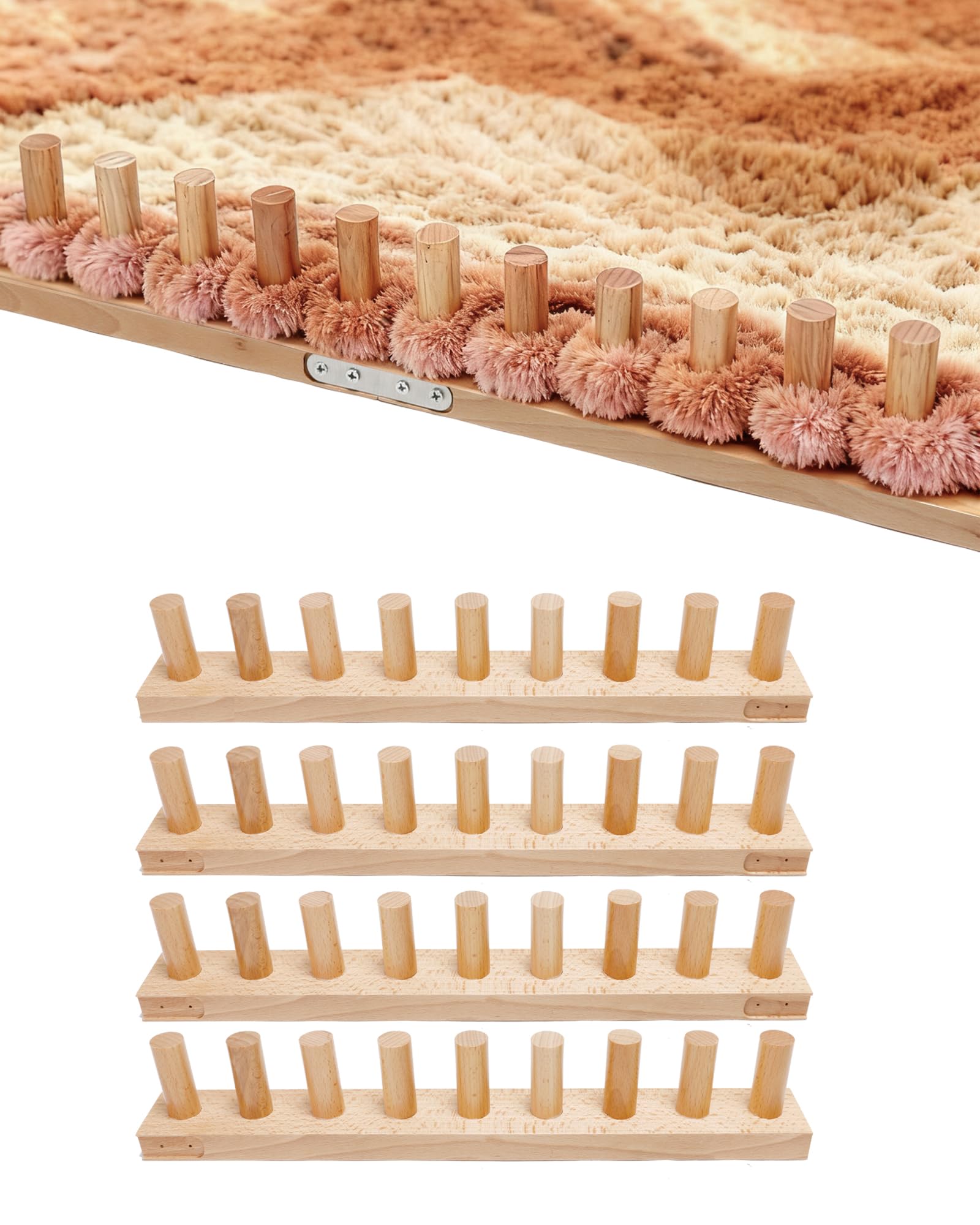 Loveinlast 162,6 cm grobes Strickgarn-Decken-Webstuhl-Set, grobe Decke, Holzwebstuhl für Anfänger, anschließbar und zerlegbar, 4-in-1-Grobgarn-Strickwebstuhl