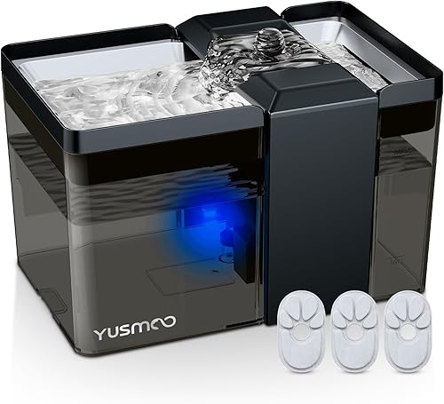 Fuente de agua automática para gatos, fuente para mascotas de 2.2 L74 onzas con tapa de acero inoxidable 304, bomba ultra silenciosa, triple