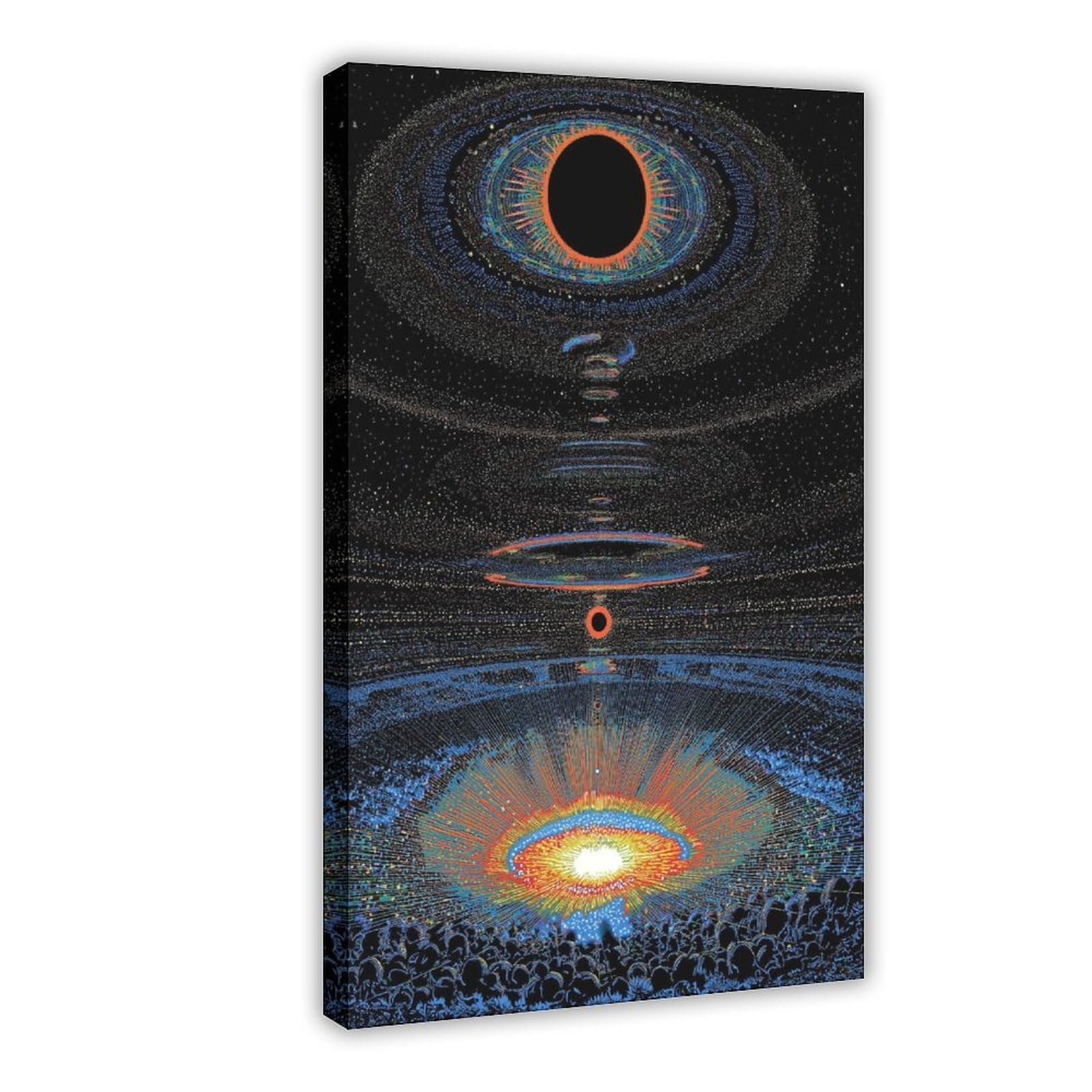Ywtjax Frame-Style Cosmic Eclipse Worship Poster Canvas Poster For Dorm Room Decor Gift