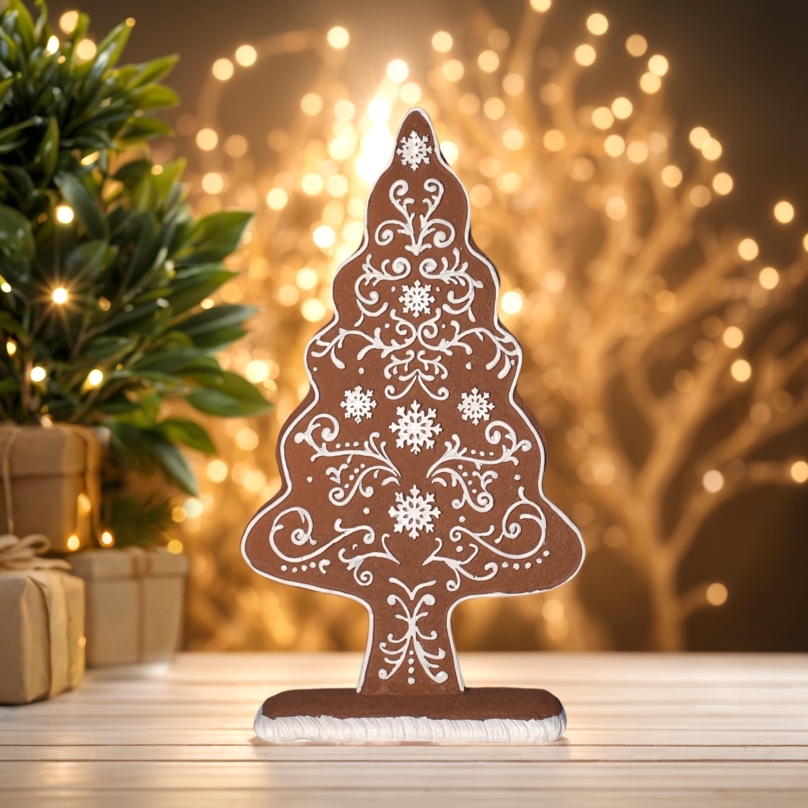 Christmas Tree Decorations Indoor Gingerbread Decor Table Top Christmas Decorations Resin 6 * 2.25 * 10 Inch Gingerbread Tree Christmas Kitchen Tabletop Xmas Tree Decor