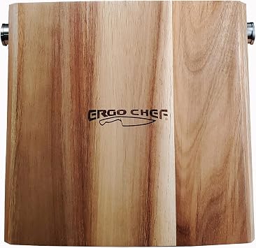 Ergo Chef Premium Acacia Wood Knife Block - 10 Slot Holder for Kitchen Knives, Scissors, and Sharpening Rods knives Sold Separately
