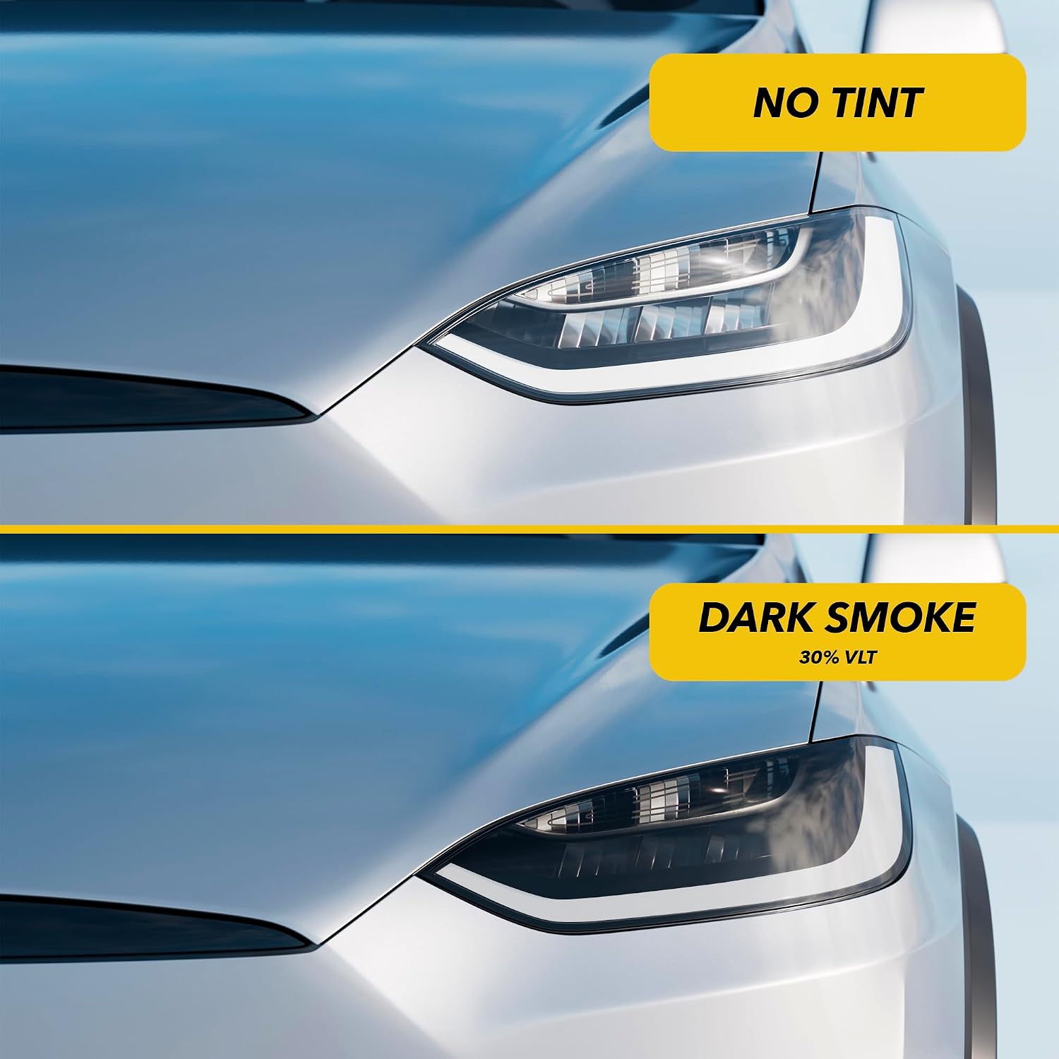 TWRAPS Headlights Smoke Tint PPF for Tesla Model X 2017-2026 Refresh Plaid & Long Range, Dark Smoke 30% VLT Smokey Headlamp Cover, Durable 8mil Paint Protection Film Premium Pre-Cut Kit with Tools