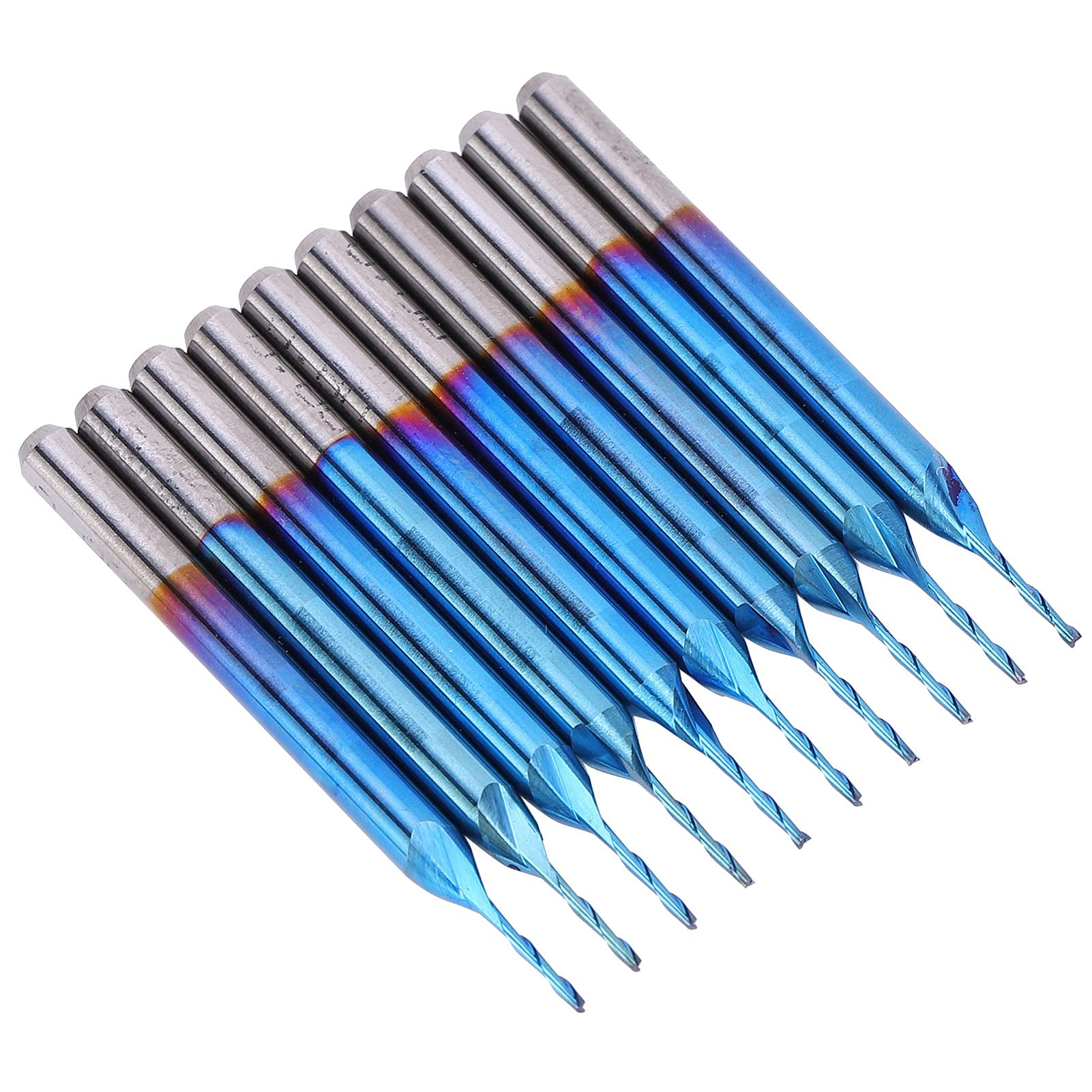 2-schneidiges Fräser-Bit-Set, 10-teilig, Blau Beschichteter Spiralfräser Zum Gravieren und Schneiden von Hartholz und Acryl