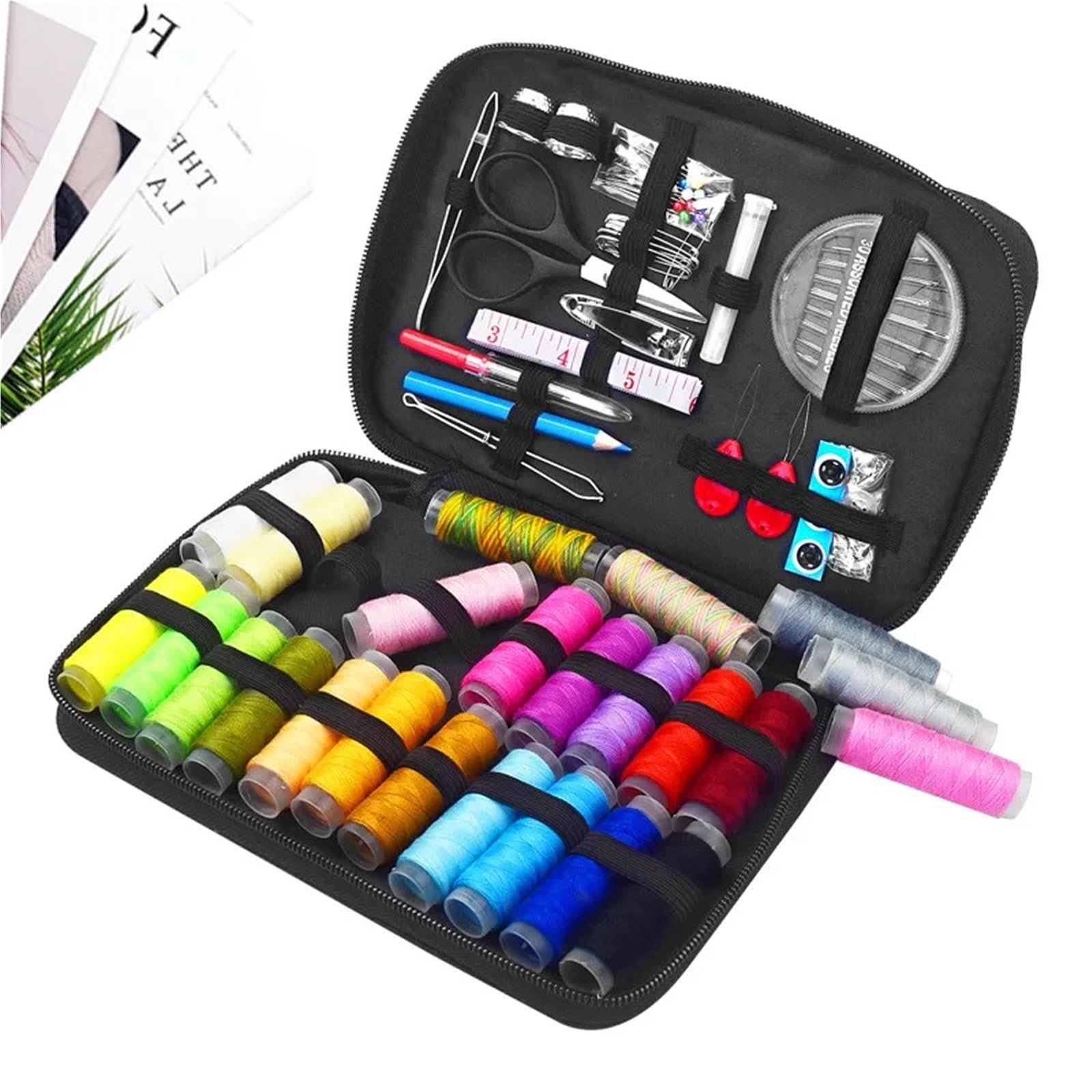 Set Cucito da Viaggio Completo 1 set di kit da cucito, scatola multifunzione, for trapuntatura a mano, filo ricamo, accessori for cucire, strumenti for(133Pcs)