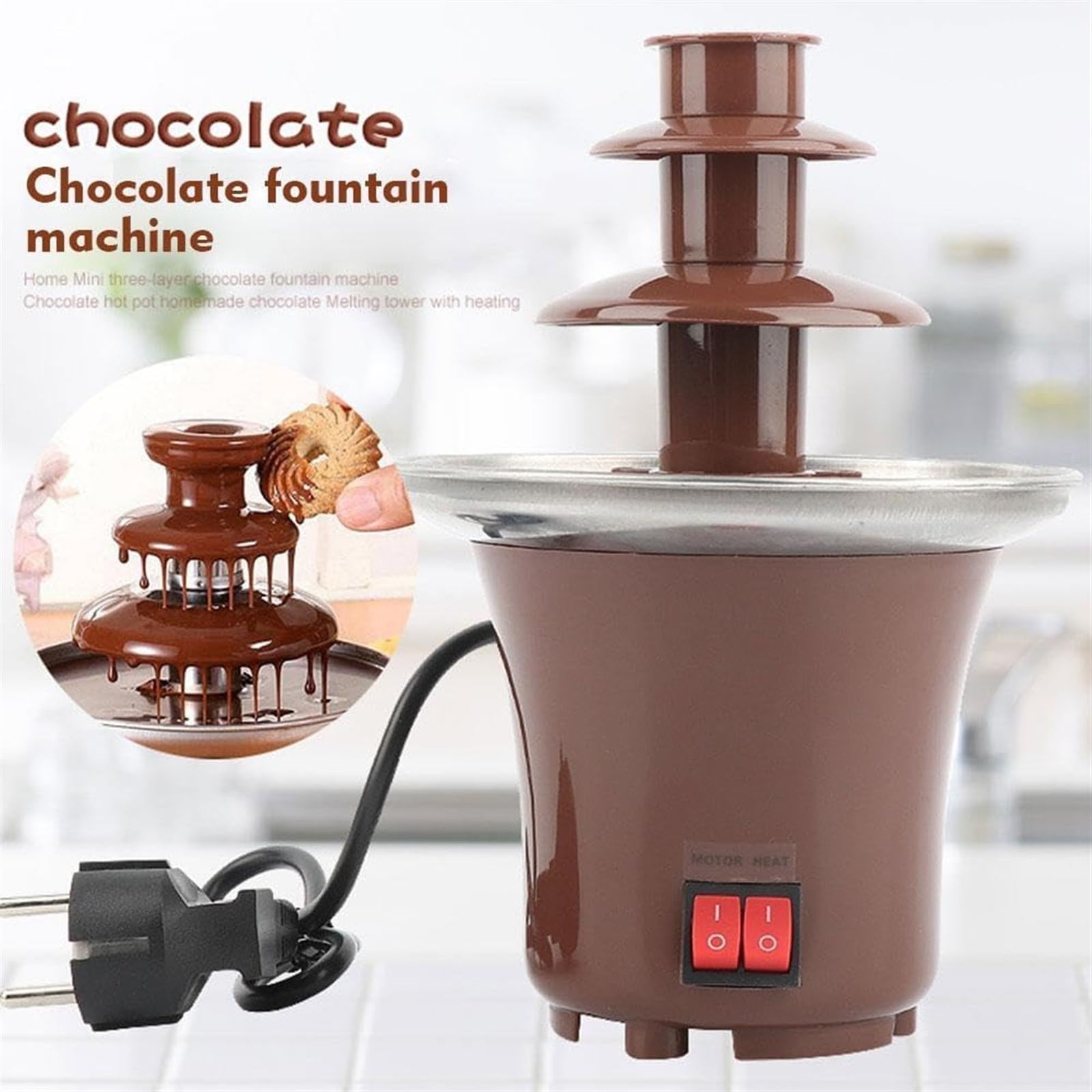 Fuente de Chocolate de 3 Niveles para el hogar, Olla Caliente para derretir Chocolate de 65 W, máquina de Lava de Chocolate, Torre de Chocolate para Equipos de Buffet de restaurantes, Bodas y Fiestas