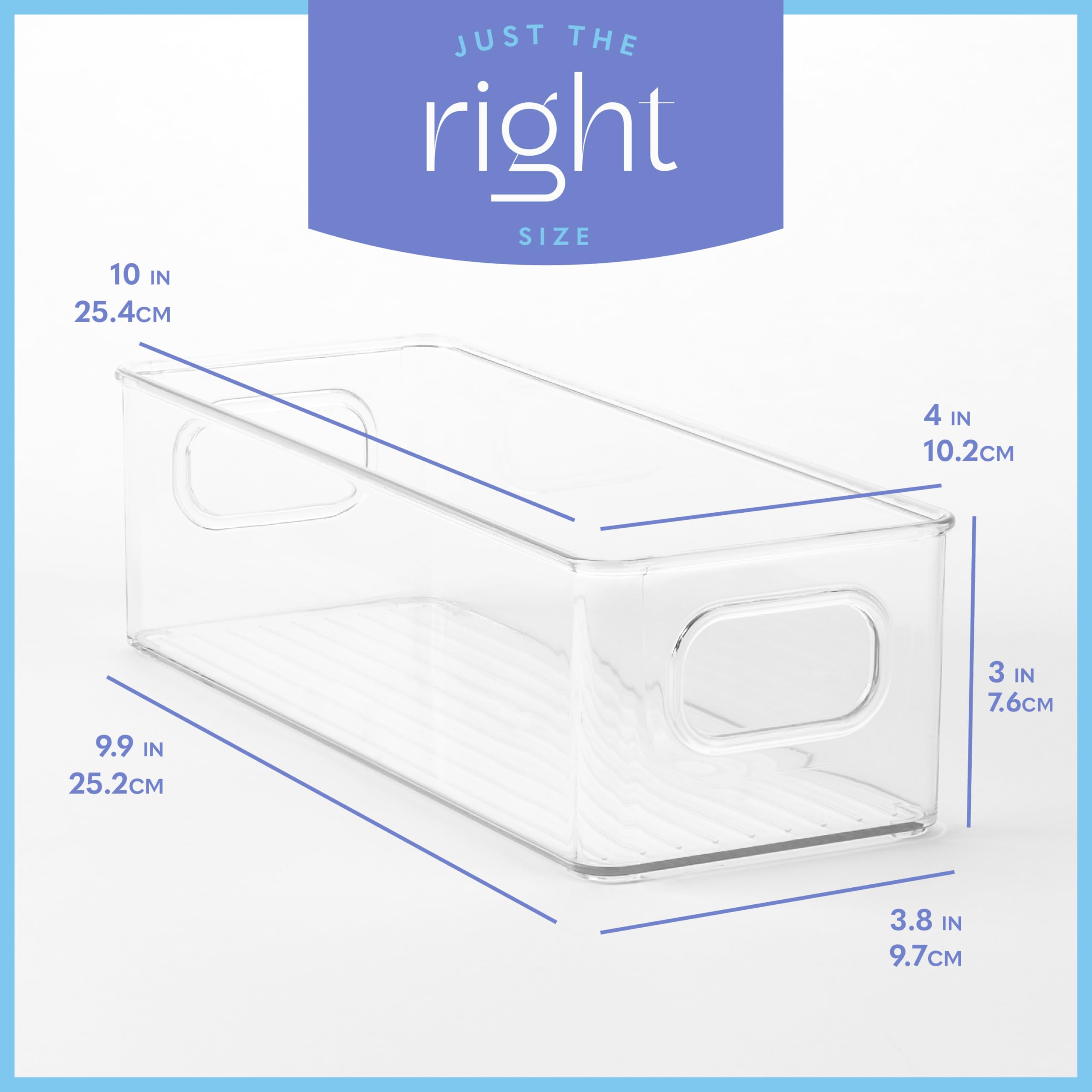 Contenedor de plástico transparente para almacenamiento de alimentos, paquete de 2 contenedores con asas para organizar cocina, despensa, refrigerador, congelador, despensa, armario, baño. Apilable