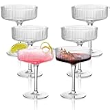 Montex 6 Pcs Ribbed Coupe Glasses, 10 oz Martini Glasses, Classic Vintage Cocktail Galssware, Pefect for Cocktail, Champagne and Gift