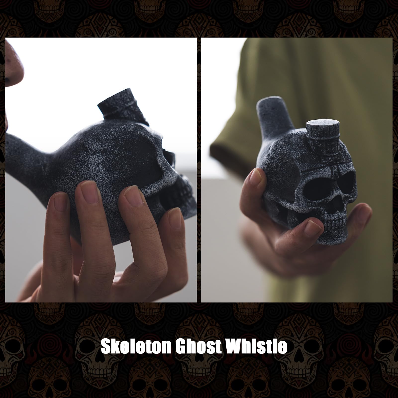 Autentico Aztec Death Whistle, Fischio Azteco Della Morte Forte e Realistico, Regali di Natale Unici, Decorazioni o Oggetti da Collezione