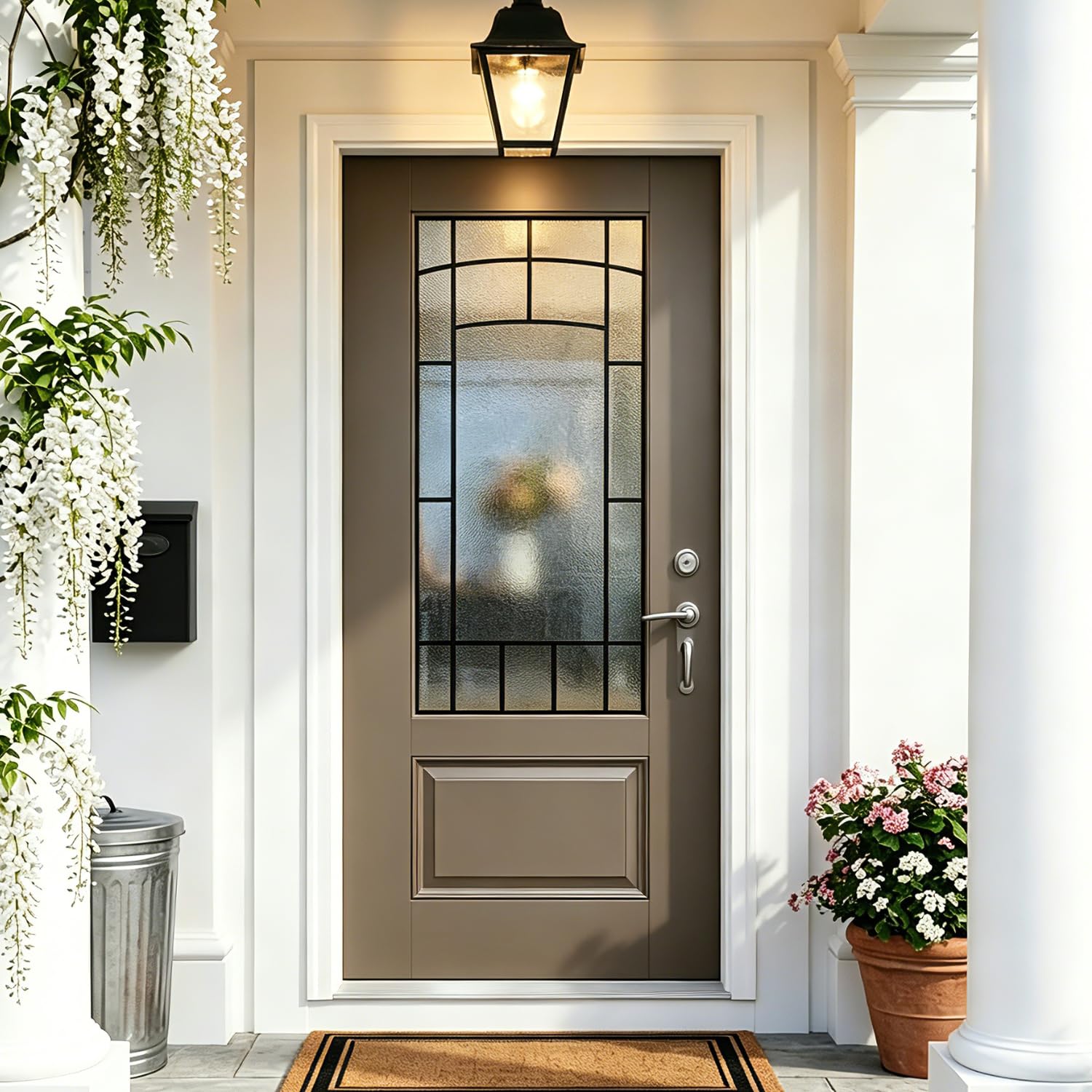 Runave Brown Fiberglass Door Cloud Textured Glass