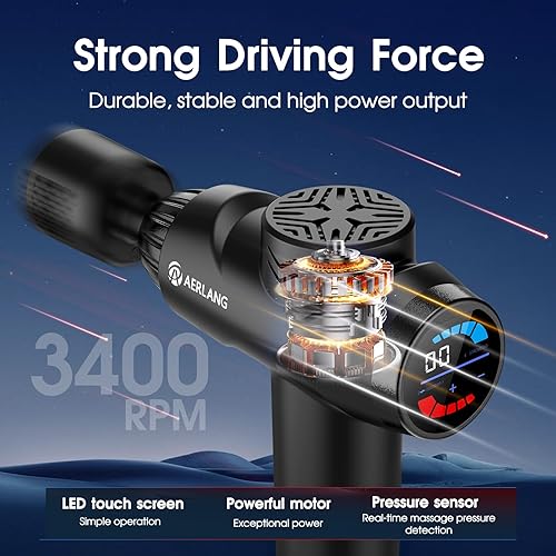 Miniatura 4 de AERLANG Pistola de masaje con calor y frío, pistola de masaje de tejido profundo, masajeador de espalda y cuello para aliviar el dolor, masajeador