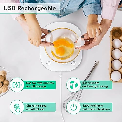 Vista 15 de arboleaf Báscula de alimentos recargable, básculas digitales de peso gramo y onzas, báscula de cocina digital, báscula de medición inteligente